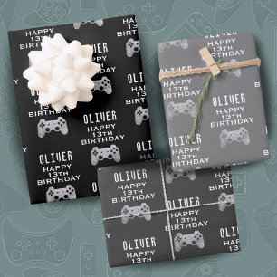 Gamer Video Game Controller Verjaardagsfeest Inpakpapier Vel