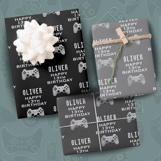 Gamer Video Game Controller Verjaardagsfeest Inpakpapier Vel