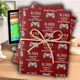 Gamer Video Game Controller Verjaardagsfeest Inpakpapier Vel
