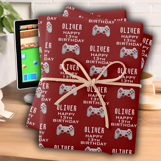 Gamer Video Game Controller Verjaardagsfeest Inpakpapier Vel