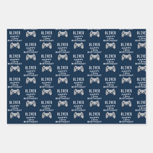 Gamer Video Game Controller Verjaardagsfeest Inpakpapier Vel (Voorkant 2)