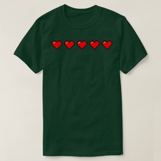 Gamer Video Games Lover Pixel Hearts T-shirt (Design voorkant)
