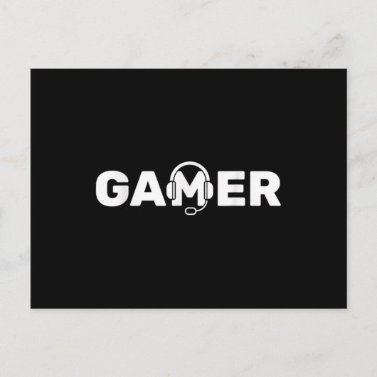 Gamer Video games spelen met hoofdtelefoon Briefkaart (Voorkant)