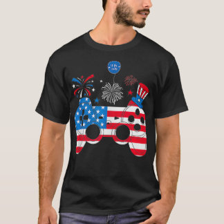 Gamer Video Gaming 4 juli Funny Mannen Boys Amer T-shirt