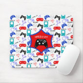 Gamer Video Icons Controllers Patroon op maat Muismat (Met muis)