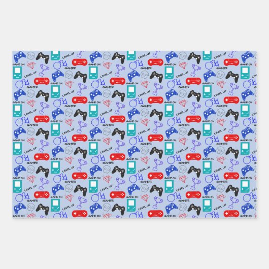 Gamer Video-pictogrammen voor controllers Patroonf Inpakpapier Vel (Voorkant 2)