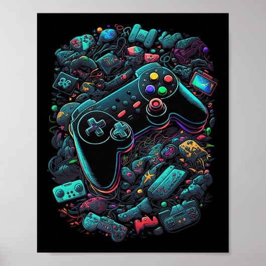 Gamer Videogame Controller 13 Poster (Voorkant)