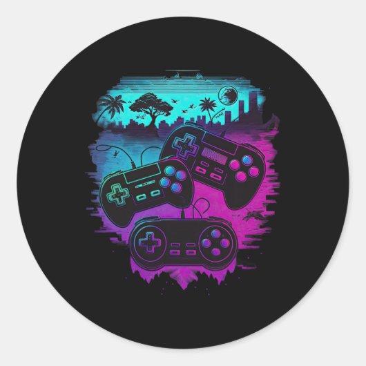 Gamer Videogame Controller 15 Ronde Sticker (Voorkant)
