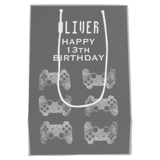 Gamer Videogame Controller Verjaardag Medium Cadeauzakje (Achterkant)