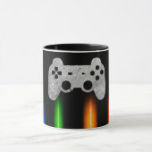 Gamer videogamecontroller neonkleuren zwart mok (Midden)