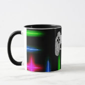 Gamer videogamecontroller neonkleuren zwart mok (Links)
