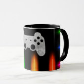 Gamer videogamecontroller neonkleuren zwart mok (Voorkant rechts)