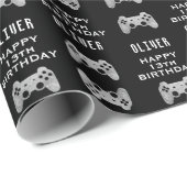 Gamer videogamecontroller verjaardagsfeestje cadeaupapier (Rol Hoek)