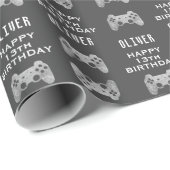 Gamer videogamecontroller verjaardagsfeestje cadeaupapier (Rol Hoek)