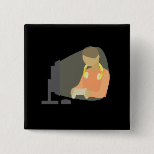 Gamer Vierkante Button 5,1 Cm