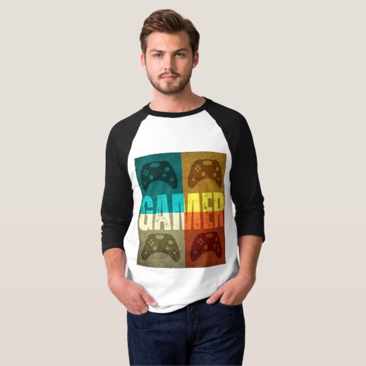 GAMER VINTAGE VIDEOSPELCONTROLLER T-Shirt (Voorkant volledig)