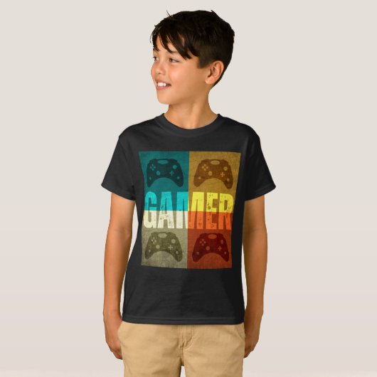 GAMER VINTAGE VIDEOSPELCONTROLLER T-Shirt (Voorkant volledig)