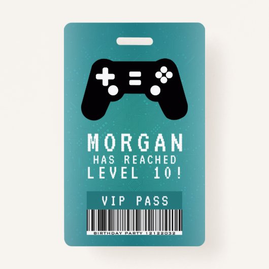 Gamer VIP Pas verjaardagsuitnodiging  Badge (Voorkant)