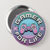 Gamer voor het leven ronde button 4,0 cm (Voorkant /achterkant)