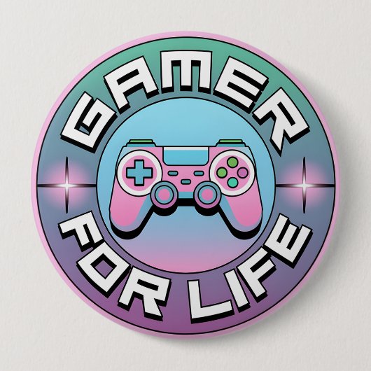 Gamer voor het leven ronde button 4,0 cm (Voorkant)