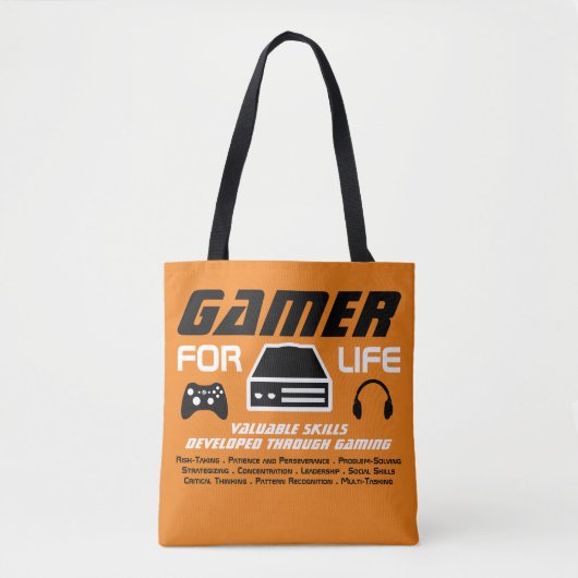 Gamer voor het leven tote bag (Voorkant)