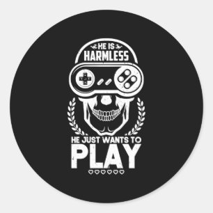 Gamer wil gewoon videospelletjes spelen ronde sticker