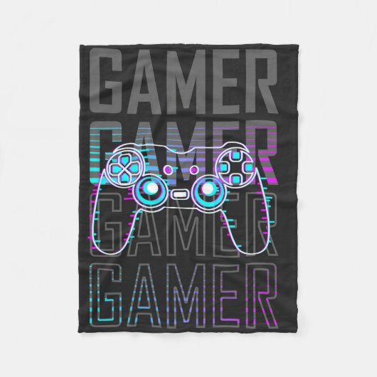 Gamer With Controller Fleece Deken (Voorkant)