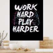 Gamer Word Hard Play Harder Poster (Keuken)
