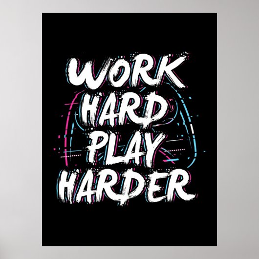 Gamer Word Hard Play Harder Poster (Voorkant)