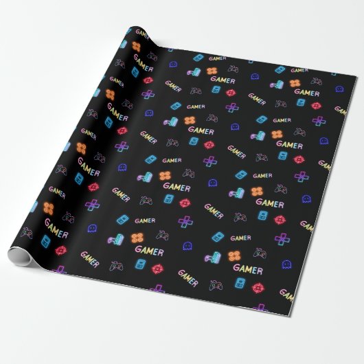 Gamer Wrapping Paper Cadeaupapier (Uitgerold)