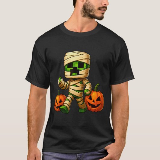 Gamer Xel Pumpkin Mummy Men Kids Boy Halloween Fun T-shirt (Voorkant)