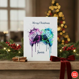 Gamer Xmas Card With Controller Custom Design Feestdagenkaart