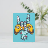 Gamer Zombie briefkaart (Staand voorkant)