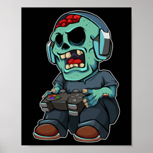 Gamer Zombie Lazy Halloween Kostuum Funny Gaming V Poster