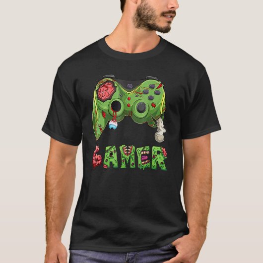 Gamer Zombie Video Game Player Controller Halowee T-shirt (Voorkant)
