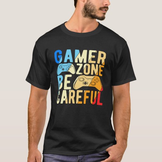 Gamer Zone Wees voorzichtig T-shirt (Voorkant)