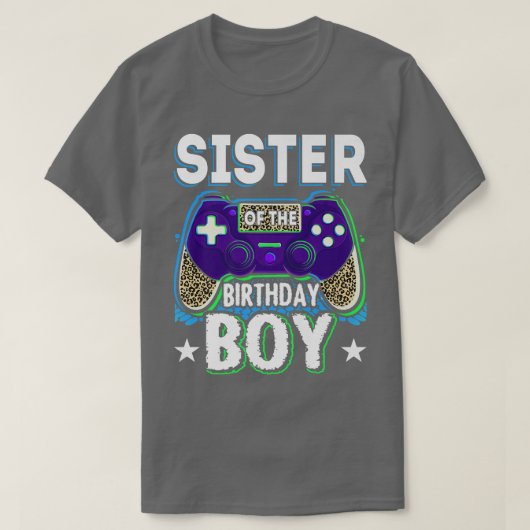 Gamer zuster van het Birthday Boy Video Game Kinde T-shirt (Design voorkant)