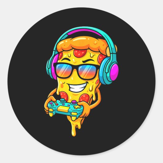 Gamer Zza Slice Video Gaming Boy Enthusiast Gamer  Ronde Sticker (Voorkant)