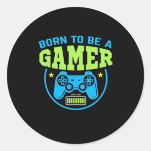 Gamercadeau Geboren als gamer Ronde Sticker