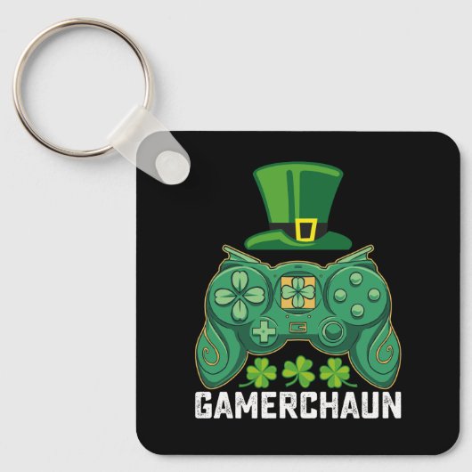 Gamerchaun Gamer Spelletjes St Patrick's Day Sleutelhanger (Voorkant)