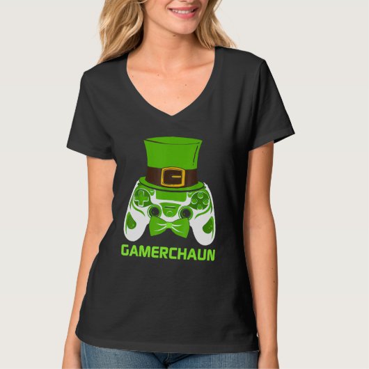 Gamerchaun Irish Gamer Paddys Mannen St Patrick Da T-shirt (Voorkant)