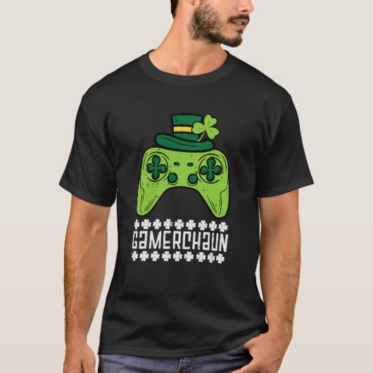 Gamerchaun Irish Gamer Paddys Men St Patrick Day B T-shirt (Voorkant)