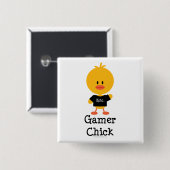 GamerChick Vierkante Button 5,1 Cm (Voorkant /achterkant)