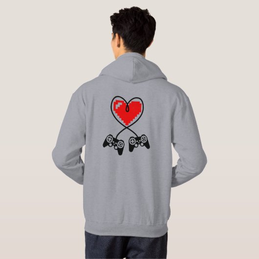 Gamercontrollerhart voor Valentijnse gamebeleving Hoodie (Achterkant volledig)