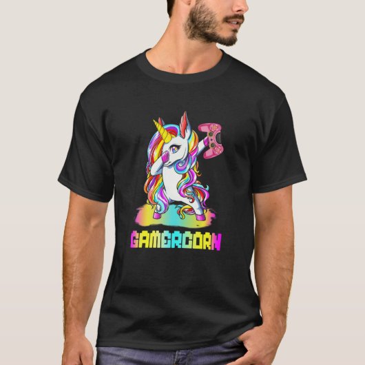 Gamercorn Dabbing Unicorn Video Game Controller Ga T-shirt (Voorkant)
