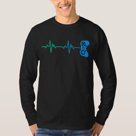 Gamerhartslag Cool Video Game Controller T-shirt (Voorkant)