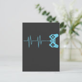 Gamerhartslag T-Shirt Video Game Lover Gift Briefkaart (Staand voorkant)