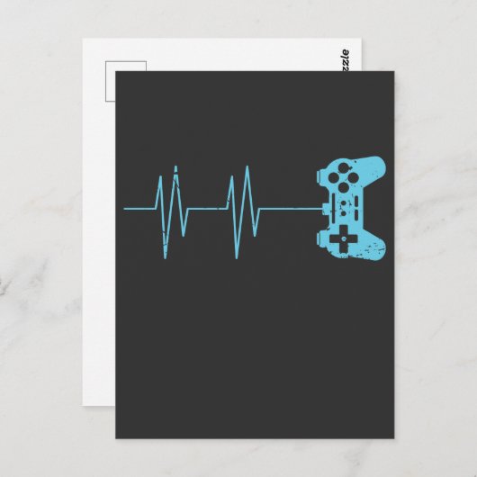 Gamerhartslag T-Shirt Video Game Lover Gift Briefkaart (Voorkant / Achterkant)