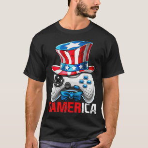 Gamerica 4 juli Video Game American Flag Uncl T-shirt