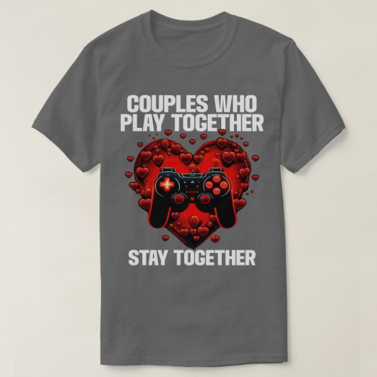 Gamerparen die samen spelen, blijven samen t-shirt (Design voorkant)